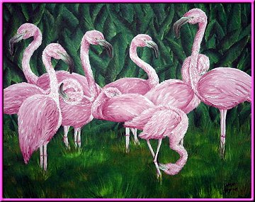 Pink Flamingos Flocking On My Canvas